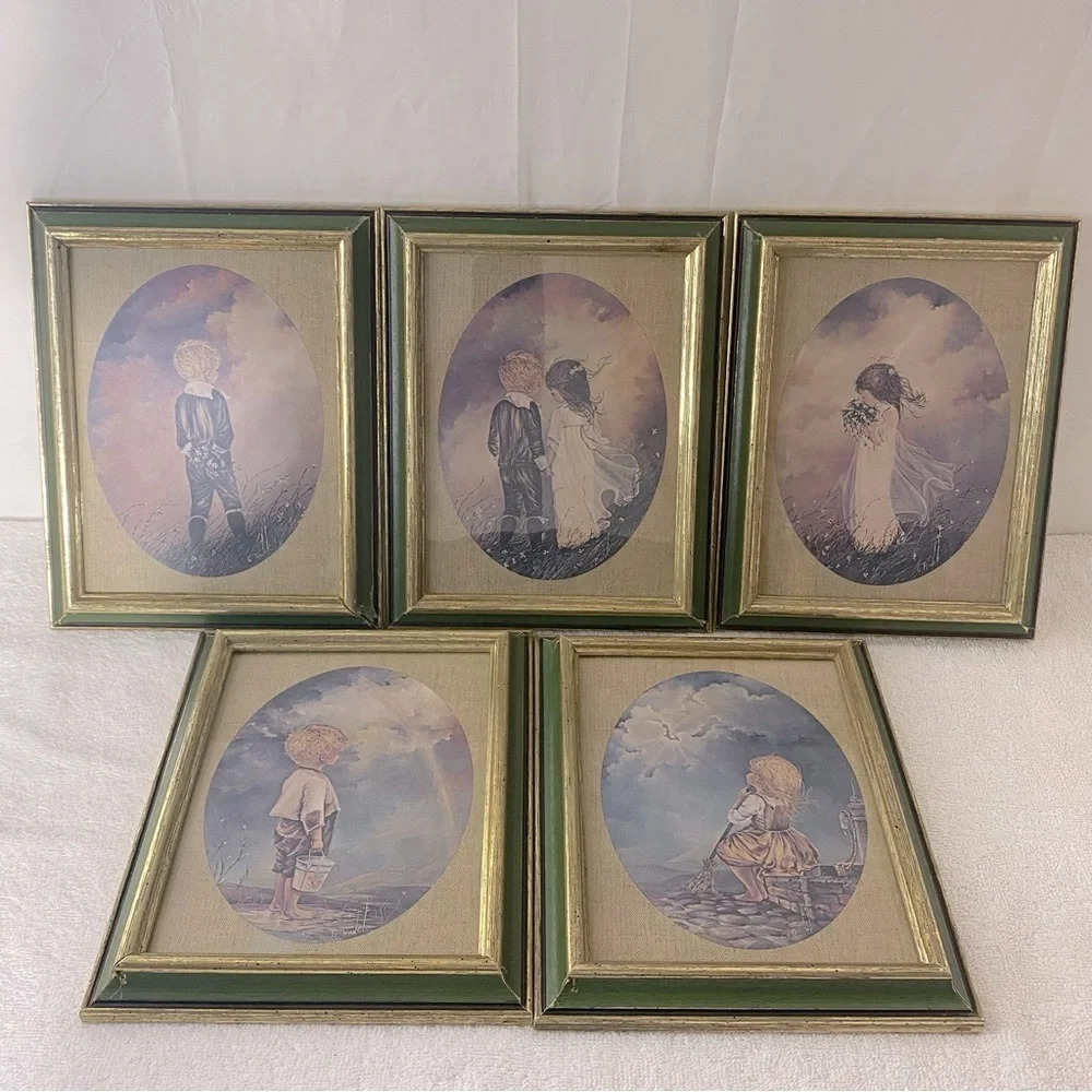 Vintage G. Ranck Framed Set Of “Young Love” Pictures Art Set Of 5